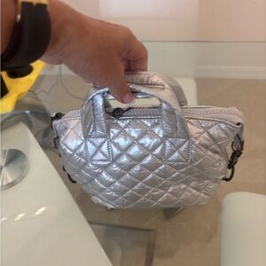 Silver Quilted Handbag Mini Cross Body